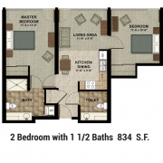 Floor Plan 2 Bed 1.5 Bath